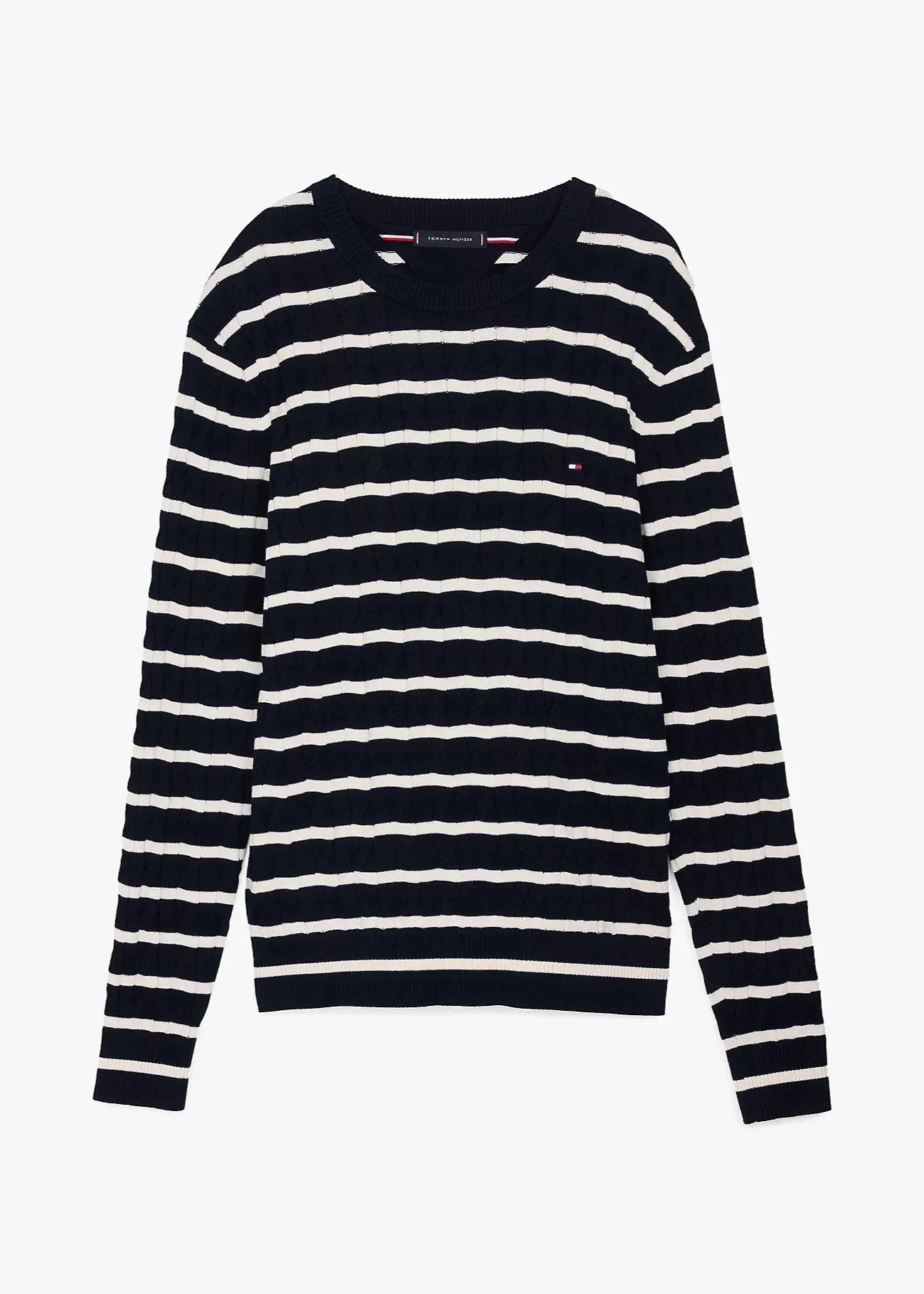Pull torsadé marinière Tommy Hilfiger marine