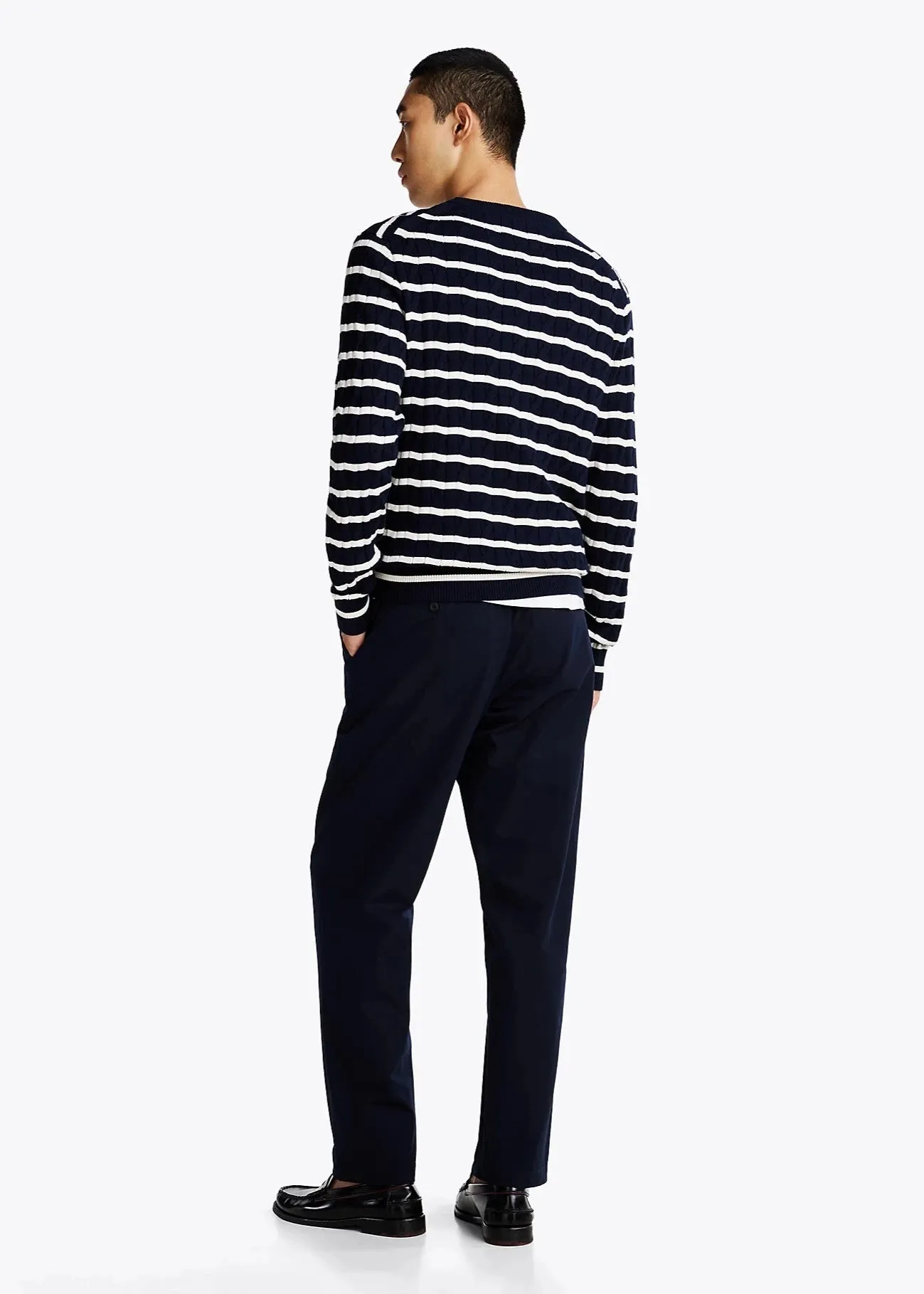 Pull torsadé marinière Tommy Hilfiger marine