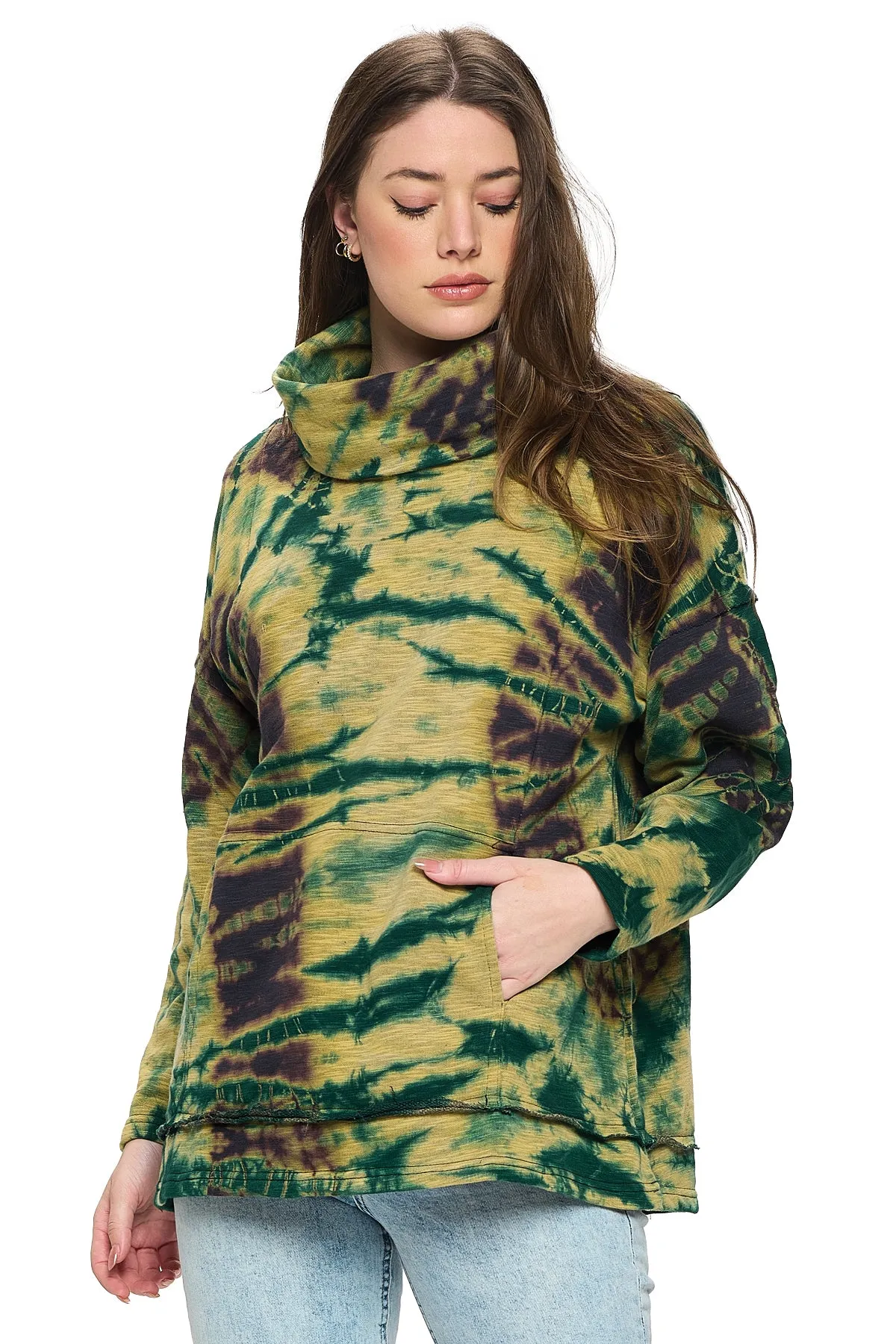 Pullover Oversized Cowl Neck Tie Dye