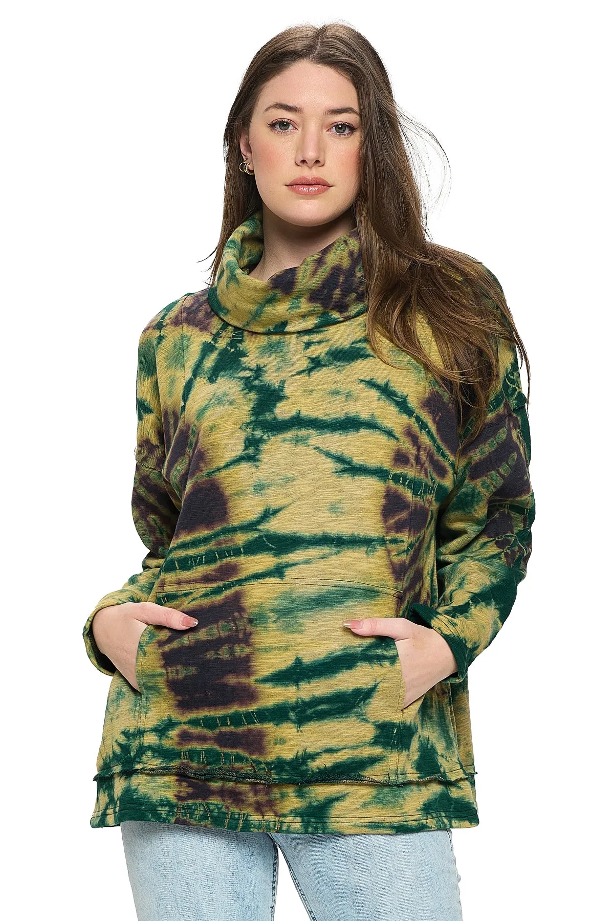 Pullover Oversized Cowl Neck Tie Dye