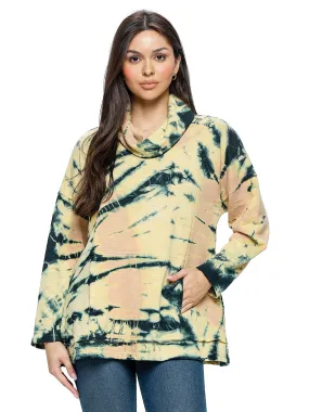 Pullover Oversized Cowl Neck Tie Dye