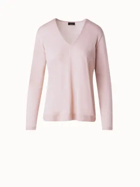 Seamless Cashmere and Silk V-Neck Sweater