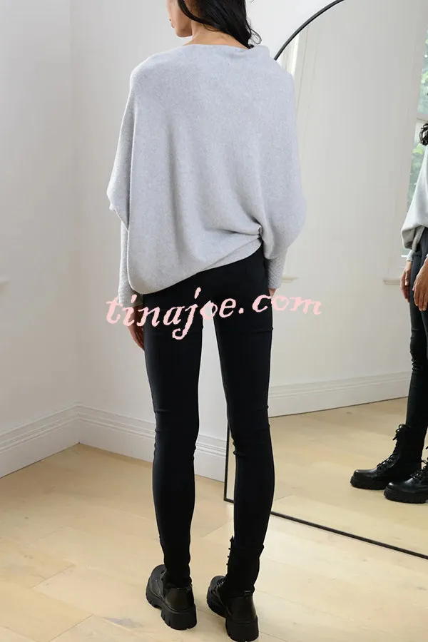 Solid Color Round Neck Long Sleeve Loose Knitted Sweater