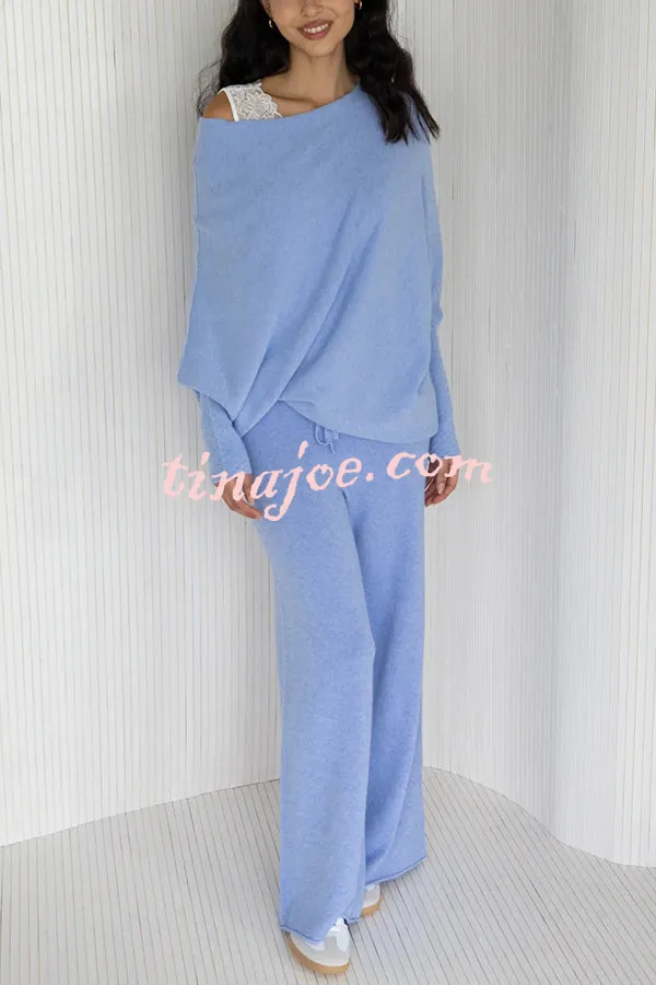 Solid Color Round Neck Long Sleeve Loose Knitted Sweater