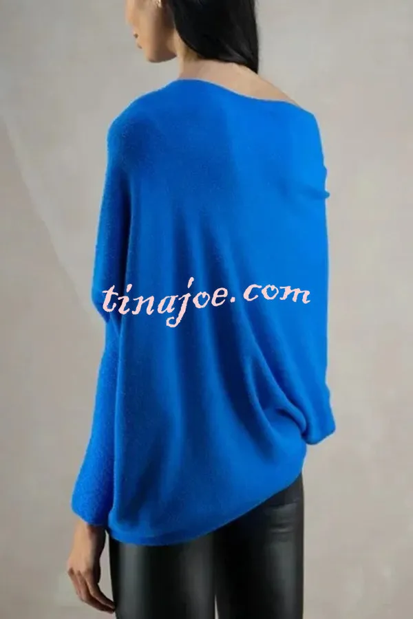 Solid Color Round Neck Long Sleeve Loose Knitted Sweater