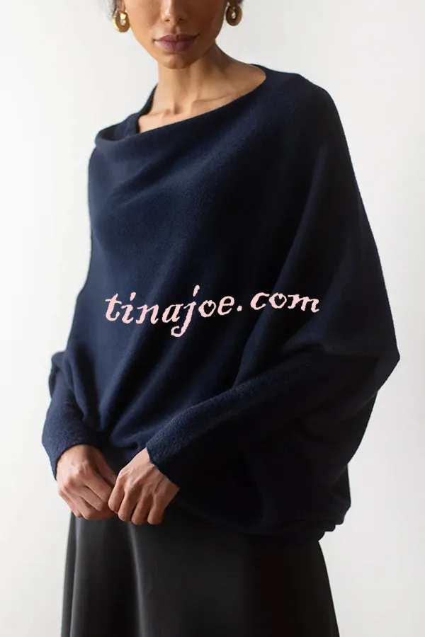 Solid Color Round Neck Long Sleeve Loose Knitted Sweater