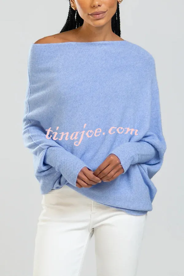 Solid Color Round Neck Long Sleeve Loose Knitted Sweater