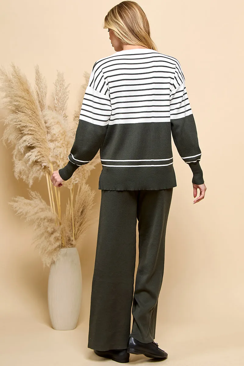 Striped Sweaters And Loose Pants