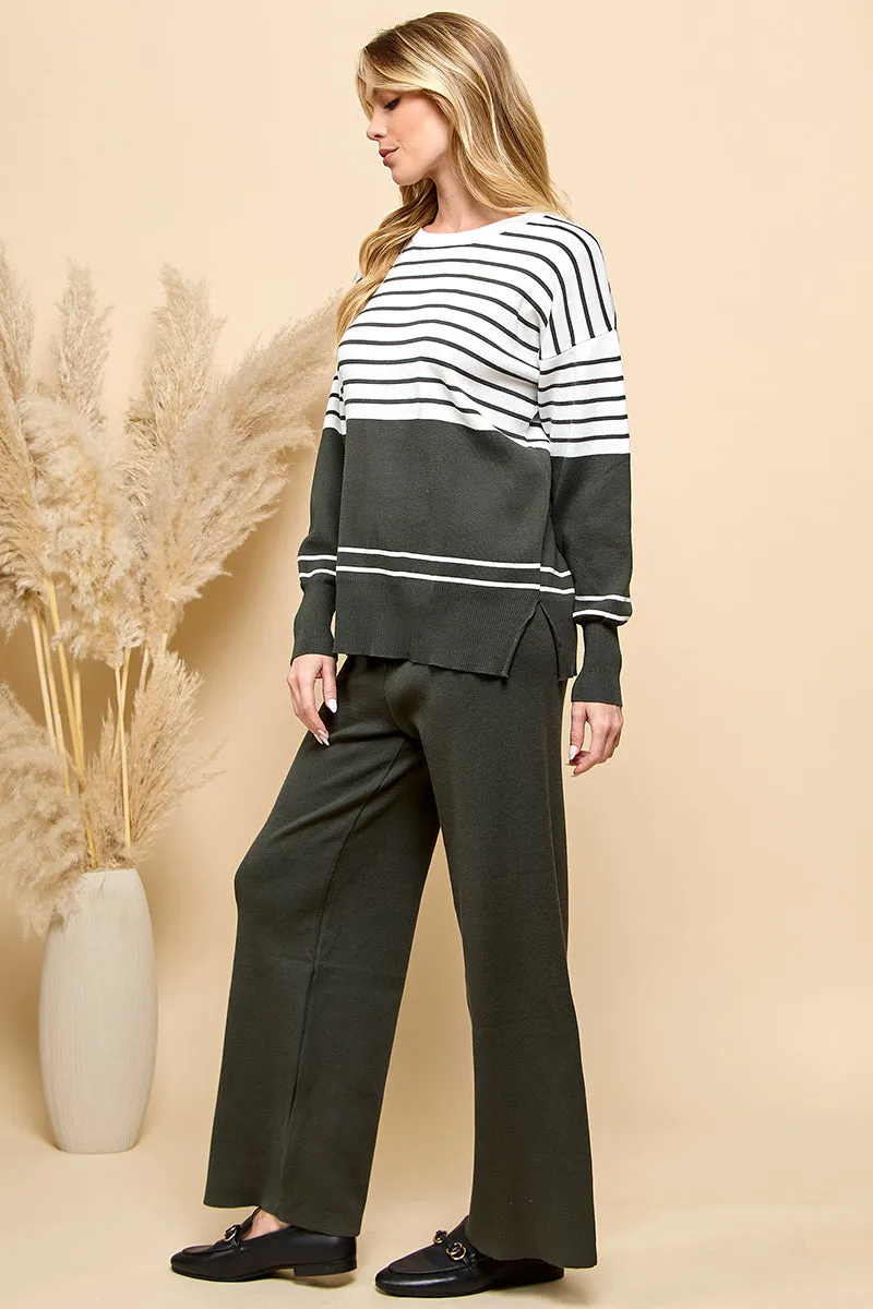 Striped Sweaters And Loose Pants