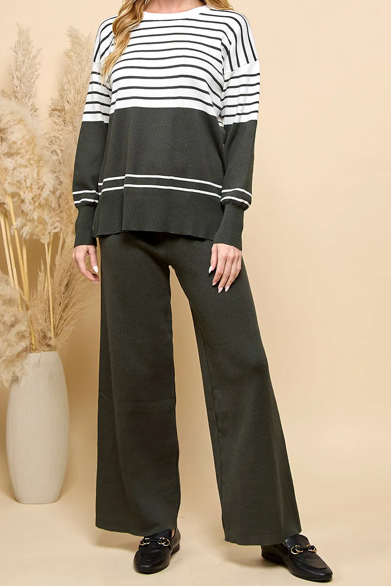 Striped Sweaters And Loose Pants
