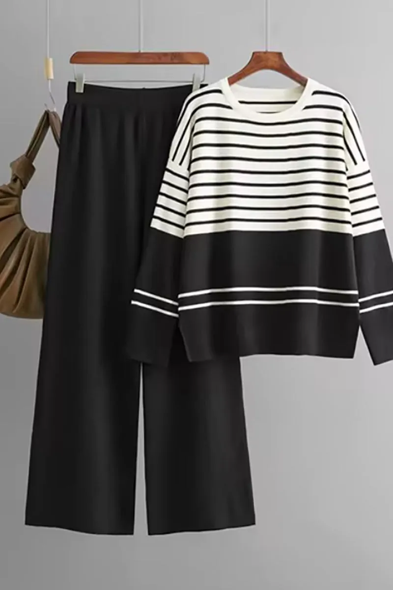 Striped Sweaters And Loose Pants