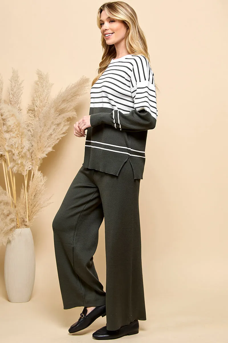 Striped Sweaters And Loose Pants