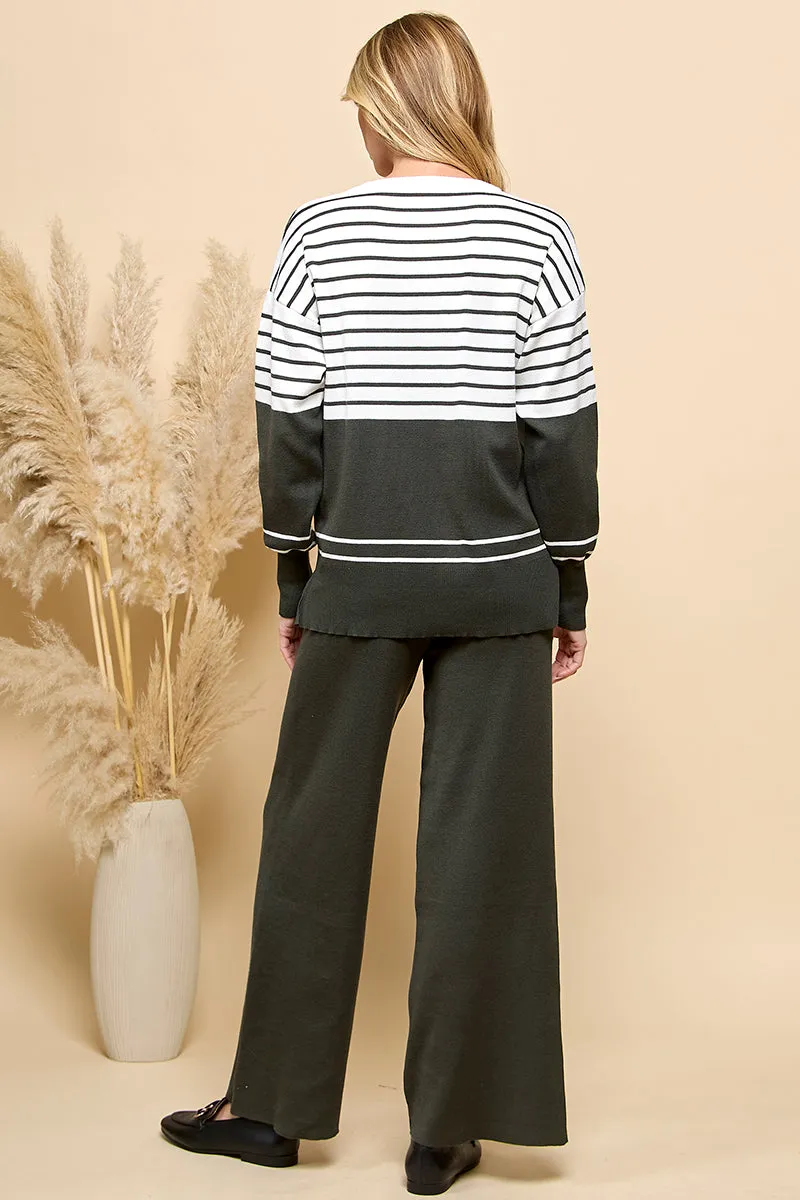 Striped Sweaters And Loose Pants