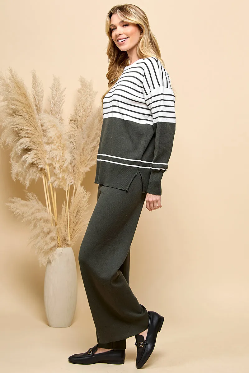 Striped Sweaters And Loose Pants