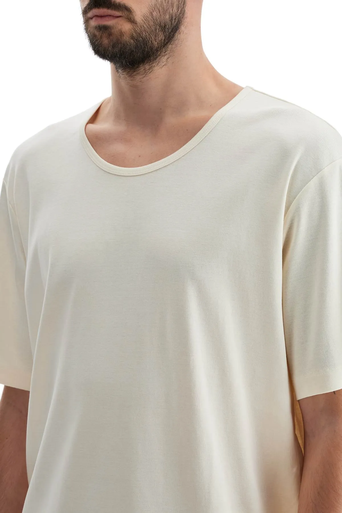 t-shirt with wide round neck TO1109 LJ1016 LIGHT CREAM