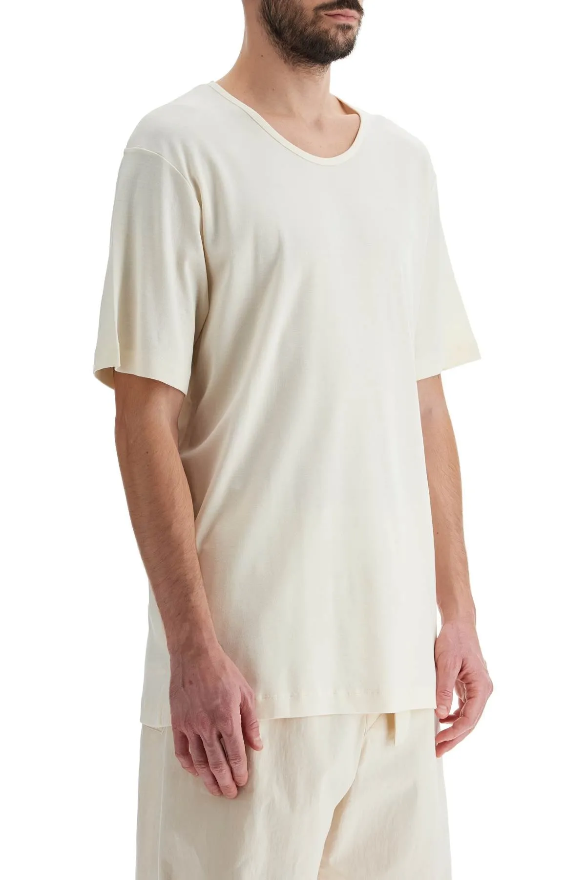 t-shirt with wide round neck TO1109 LJ1016 LIGHT CREAM