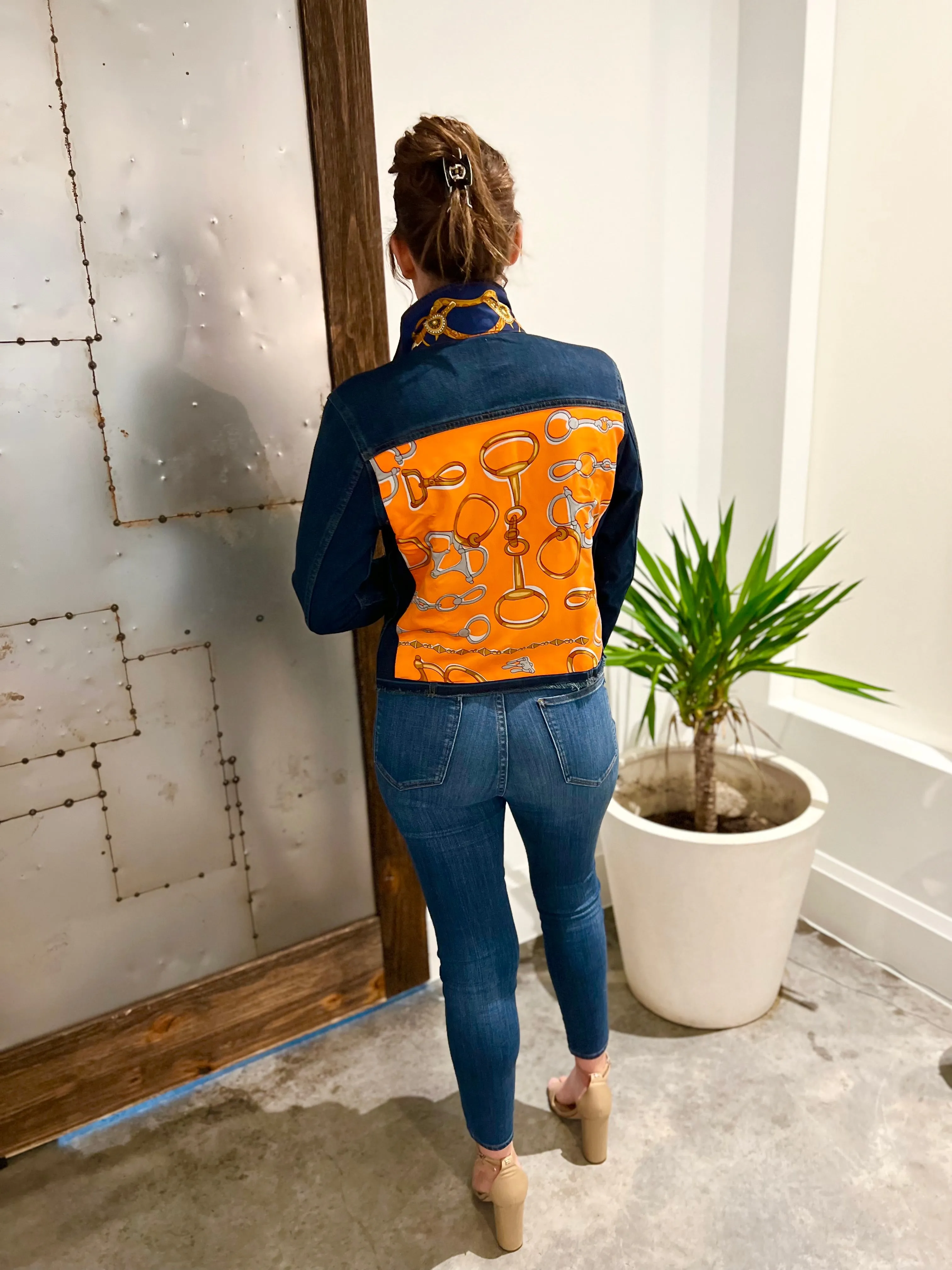 The Dark Denim Jacket / Orange and Blue Bit