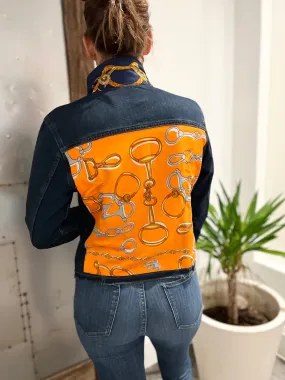 The Dark Denim Jacket / Orange and Blue Bit