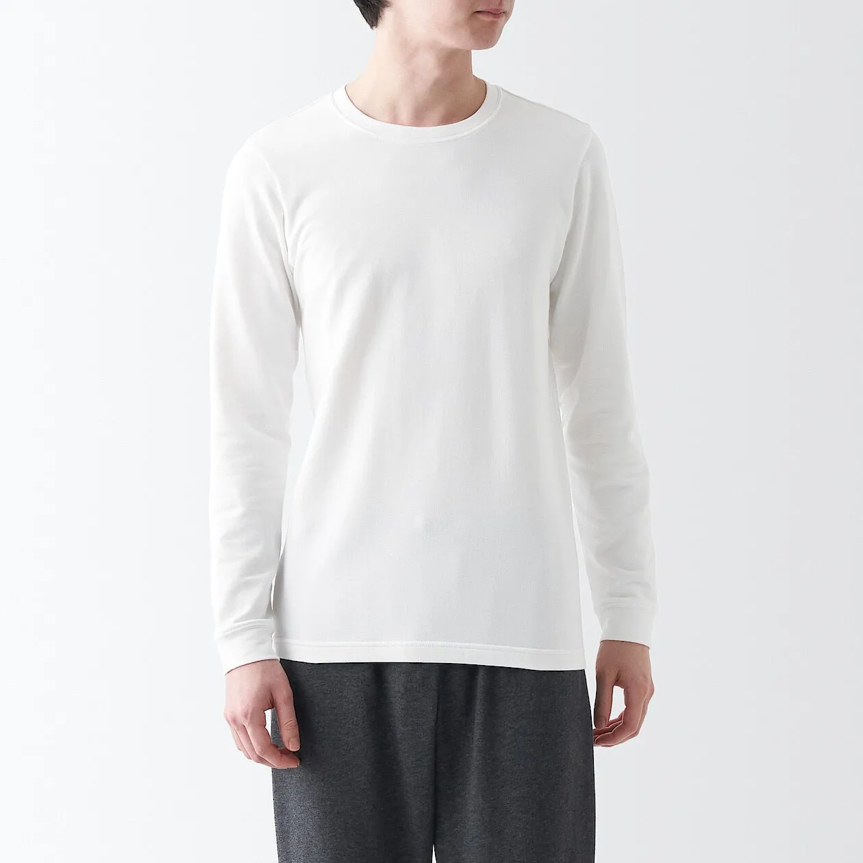 Thick Cotton Crew Neck Long Sleeve T-shirt 