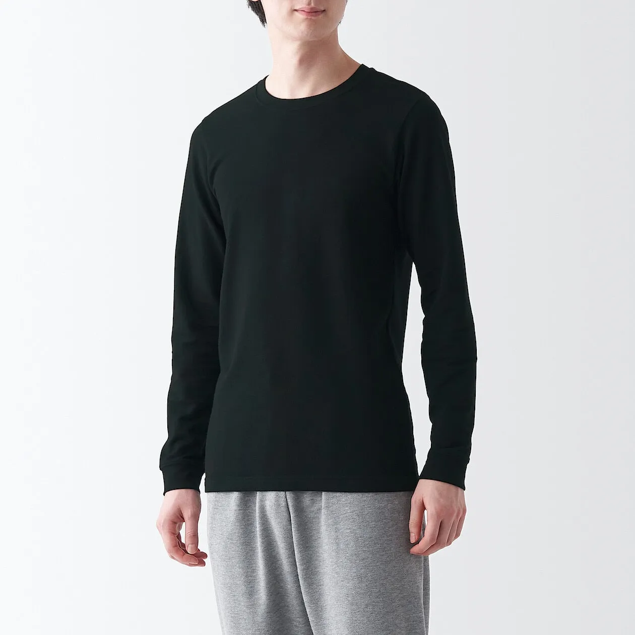 Thick Cotton Crew Neck Long Sleeve T-shirt 