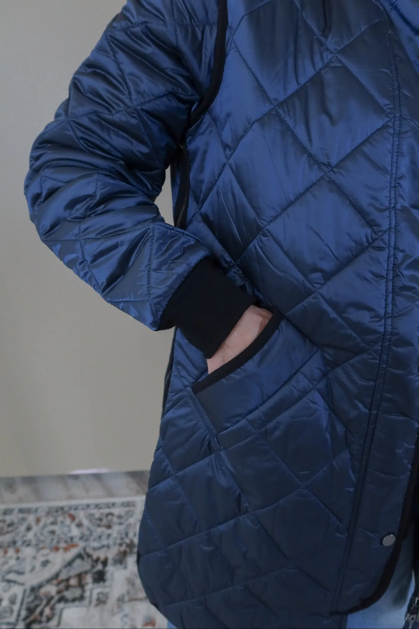 Timeless Treasure Iridescent Blue Quilted Long Jacket