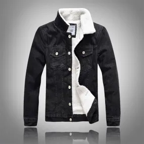 Trendy Warm Fleece Denim Men Jackets
