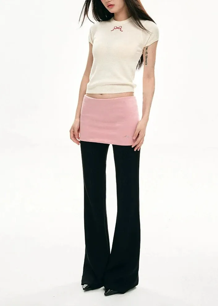 Two-Tone Waistband Stretchable Flared Sweatpants