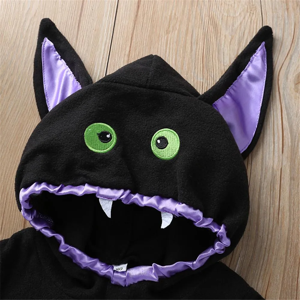 Unisex Halloween Bat Hooded Long Sleeve Jackets