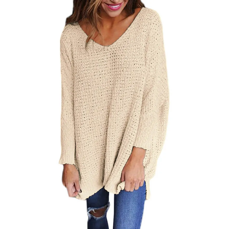 V-Neck Loose Oversized Long Sleeve Women Sweater
