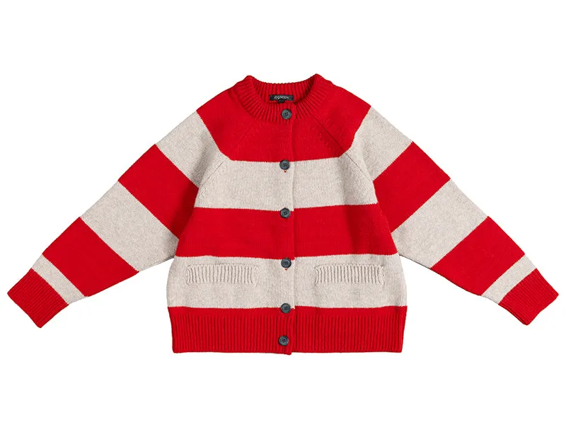 Wide Stripe Cardigan Jade & Rust