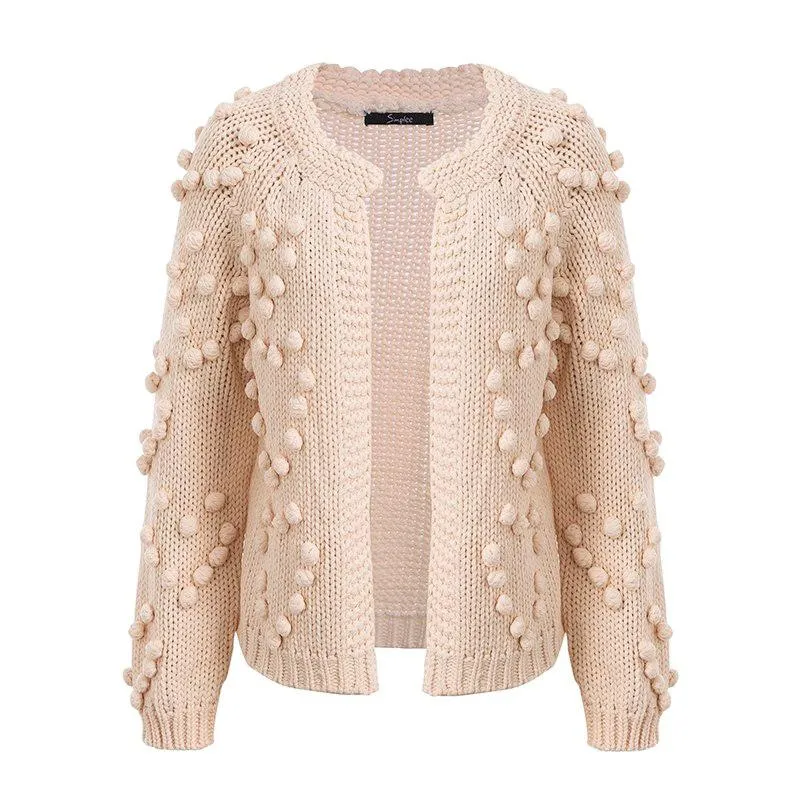Winter Hairball Knitted Cardigan O Neck Long Sleeve Jumper Sweaters