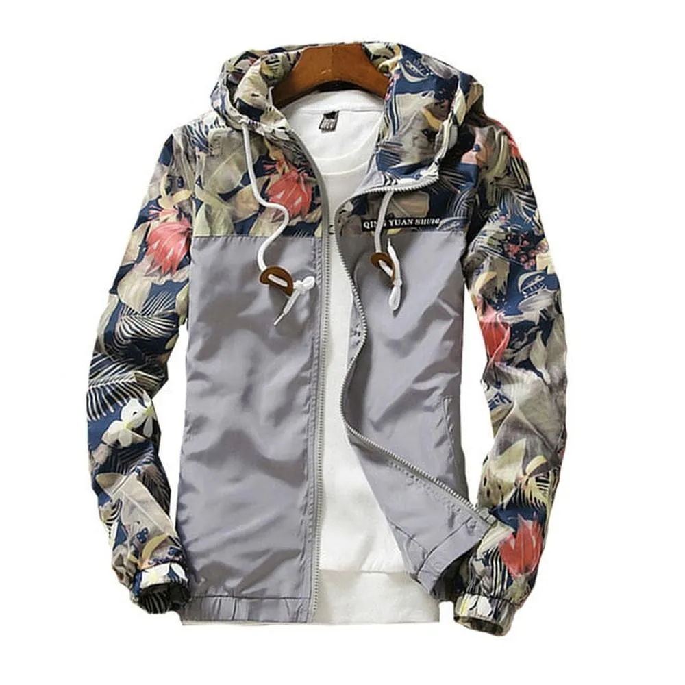 Women Floral Causal Windbreaker Basic Zipper Jackets