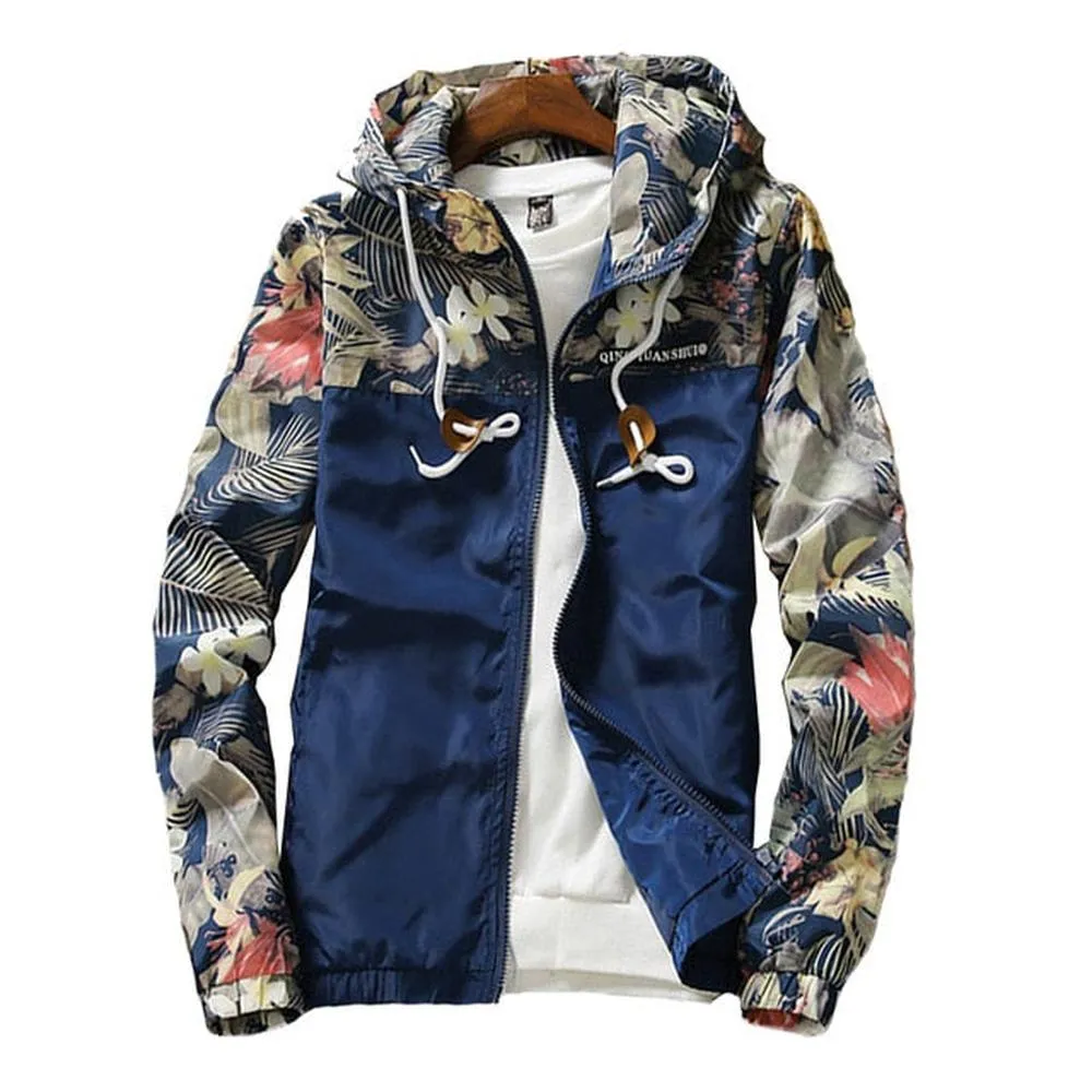Women Floral Causal Windbreaker Basic Zipper Jackets